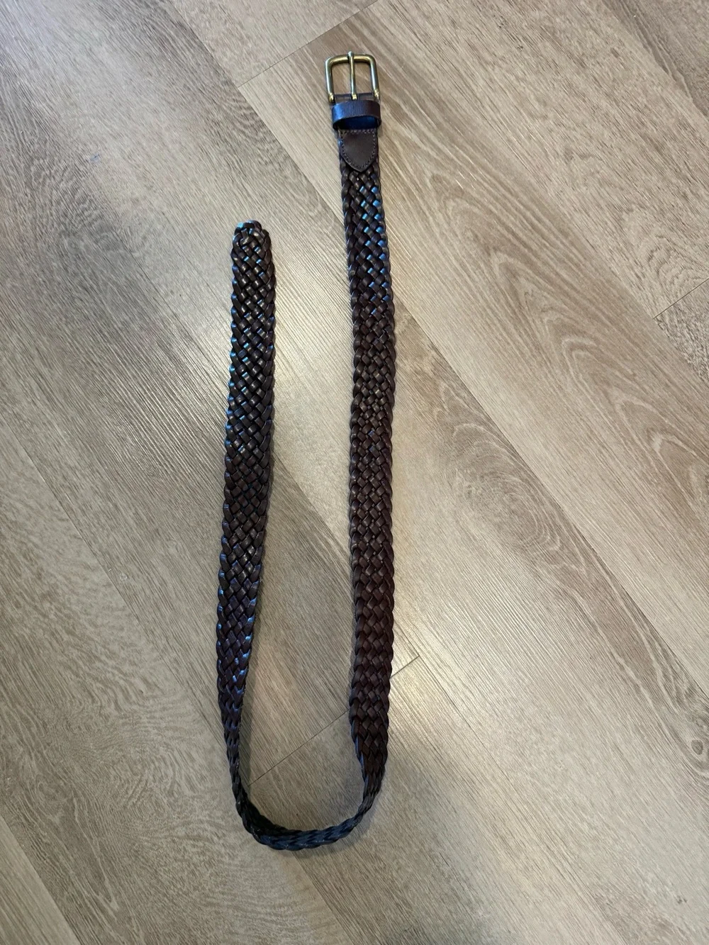 Madewell Braided Leather Belt - Dark Brown with Brass Buckle